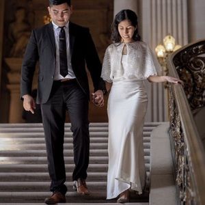 Double Layered Satin Wedding Dress